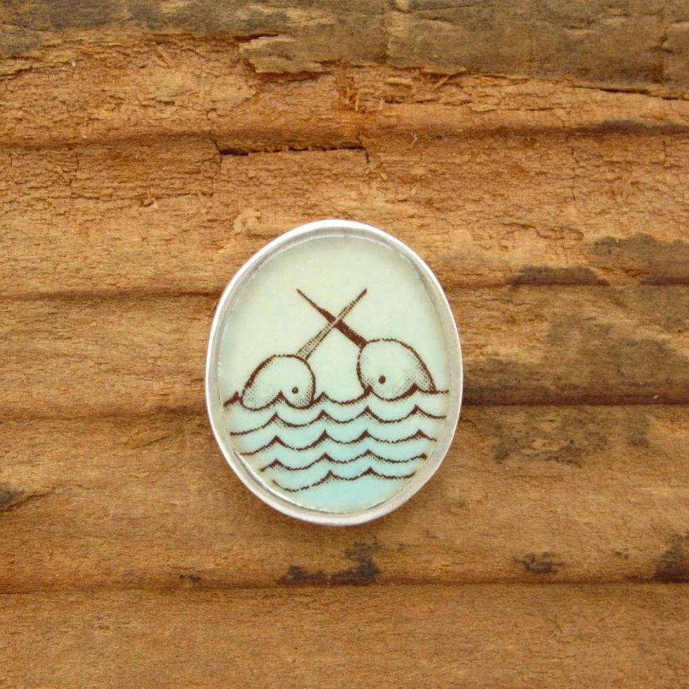Narwhal Necklace - Sterling Silver and Vitreous Enamel Narwhal Pendant - Picture 3 of 3